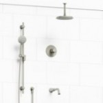 Riobel Momenti KIT1345MMRDL Type T/P 1/2 inch coaxial 3-way system with hand shower rail, shower head and spout