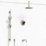 Riobel Momenti KIT1345MMRDL Type T/P 1/2 inch coaxial 3-way system with hand shower rail, shower head and spout