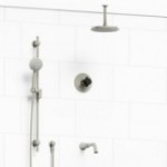 Riobel Momenti KIT1345MMRDX Type T/P 1/2 inch coaxial 3-way system with hand shower rail, shower head and spout