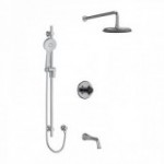 Riobel Momenti KIT1345MMRDX Type T/P 1/2 inch coaxial 3-way system with hand shower rail, shower head and spout