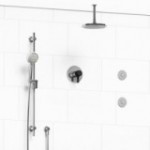 Riobel Momenti KIT3545MMRDJ Type T/P 1/2 inch coaxial 3-way system, hand shower rail, elbow supply, shower head and 2 body jets