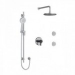 Riobel Momenti KIT3545MMRDJ Type T/P 1/2 inch coaxial 3-way system, hand shower rail, elbow supply, shower head and 2 body jets