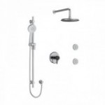 Riobel Momenti KIT3545MMRDL Type T/P 1/2 inch coaxial 3-way system, hand shower rail, elbow supply, shower head and 2 body jets