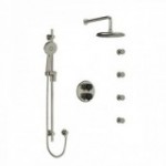 Riobel Momenti KIT446MMRDL Type T/P double coaxial system with hand shower rail, 4 body jets and shower head