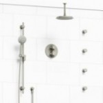 Riobel Momenti KIT446MMRDX Type T/P double coaxial system with hand shower rail, 4 body jets and shower head