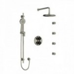 Riobel Momenti KIT446MMRDX Type T/P double coaxial system with hand shower rail, 4 body jets and shower head