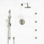 Riobel Pallace KIT446PATM Type T/P double coaxial system with hand shower rail, 4 body jets and shower head