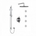 Riobel Momenti KIT483MMRDJ Type T/P 3/4 inch double coaxial system with hand shower rail, 4 body jets and shower head