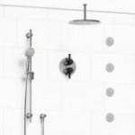 Riobel Momenti KIT483MMRDJ Type T/P 3/4 inch double coaxial system with hand shower rail, 4 body jets and shower head