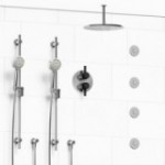 Riobel Momenti KIT783MMRDJ Type T/P 3/4 inch double coaxial system with 2 hand shower rails, 4 body jets and shower head