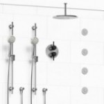 Riobel Momenti KIT783MMRDL Type T/P 3/4 inch double coaxial system with 2 hand shower rails, 4 body jets and shower head