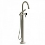 Riobel Momenti MMRD39L 2-way Type T (thermostatic) coaxial floor-mount tub filler with hand shower