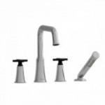 Riobel Momenti MMSQ12X 4-piece deck-mount tub filler with hand shower