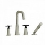 Riobel Momenti MMSQ12X 4-piece deck-mount tub filler with hand shower