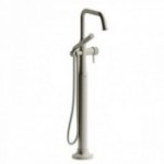 Riobel Momenti MMSQ39L 2-way Type T (thermostatic) coaxial floor-mount tub filler with hand shower