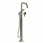 Riobel Momenti MMSQ39L 2-way Type T (thermostatic) coaxial floor-mount tub filler with hand shower