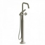 Riobel Momenti MMSQ39X 2-way Type T (thermostatic) coaxial floor-mount tub filler with hand shower