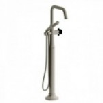 Riobel Momenti MMSQ39X 2-way Type T (thermostatic) coaxial floor-mount tub filler with hand shower