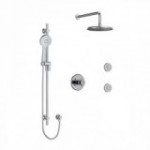 Riobel Momenti KIT3545MMRD Type T/P 1/2 inch coaxial 3-way system, hand shower rail, elbow supply, shower head and 2 body jets