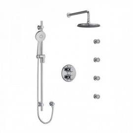 Riobel Momenti KIT446MMRD Type T/P double coaxial system with hand shower rail, 4 body jets and shower head