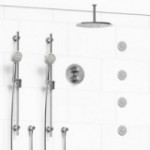 Riobel Momenti KIT783MMRD Type T/P 3/4 inch double coaxial system with 2 hand shower rails, 4 body jets and shower head