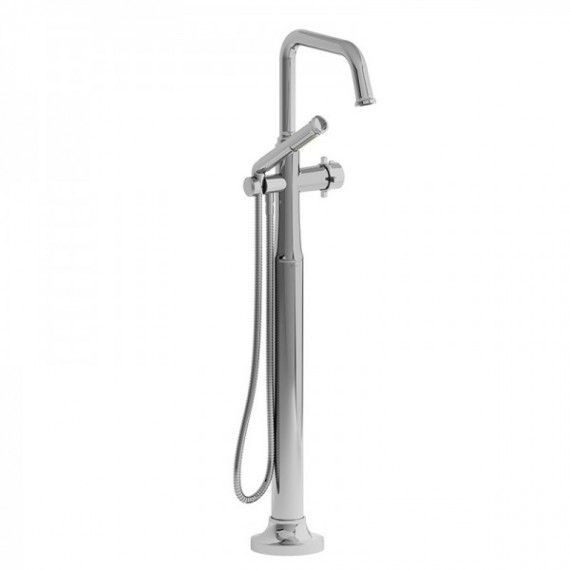 Riobel Momenti MMSQ39 2-way Type T (thermostatic) coaxial floor-mount tub filler with hand shower