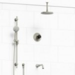 Riobel Momenti KIT1345MMRD Type T/P 1/2 inch coaxial 3-way system with hand shower rail, shower head and spout