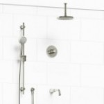 Riobel Momenti KIT1345MMRD Type T/P 1/2 inch coaxial 3-way system with hand shower rail, shower head and spout