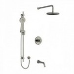 Riobel Momenti KIT1345MMRD Type T/P 1/2 inch coaxial 3-way system with hand shower rail, shower head and spout