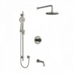 Riobel Momenti KIT1345MMRD Type T/P 1/2 inch coaxial 3-way system with hand shower rail, shower head and spout