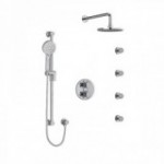 Riobel Edge KIT446EDTM Type TP thermostaticpressure balance double coaxial system with hand shower rail 4 body jets and shower h