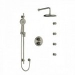 Riobel Momenti KIT446MMRD Type T/P double coaxial system with hand shower rail, 4 body jets and shower head