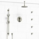 Riobel Momenti KIT446MMRD Type T/P double coaxial system with hand shower rail, 4 body jets and shower head