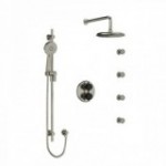 Riobel Momenti KIT446MMRD Type T/P double coaxial system with hand shower rail, 4 body jets and shower head