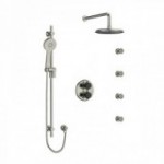 Riobel Momenti KIT446MMRD Type T/P double coaxial system with hand shower rail, 4 body jets and shower head