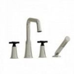 Riobel Momenti MMSQ12 4-piece deck-mount tub filler with hand shower