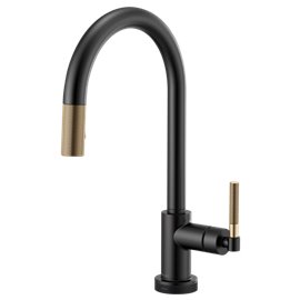 BRIZO LITZE 64043LF ARC SPOUT PULL-DOWN WITH SMARTTOUCH, KNURLED HANDLE 