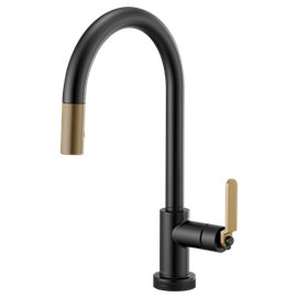 BRIZO LITZE 64044LF ARC SPOUT PULL-DOWN WITH SMARTTOUCH, INDUSTRIAL HANDLE 