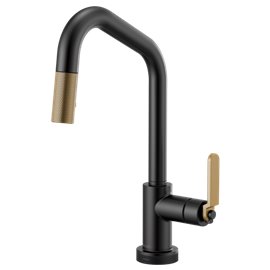 BRIZO LITZE 64064LF ANGLED SPOUT PULL-DOWN WITH SMARTTOUCH, INDUSTRIAL HANDLE 