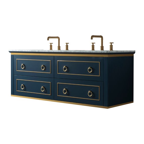 Virta 60 Inch Bluestar Wall Hung Double Sink Vanity