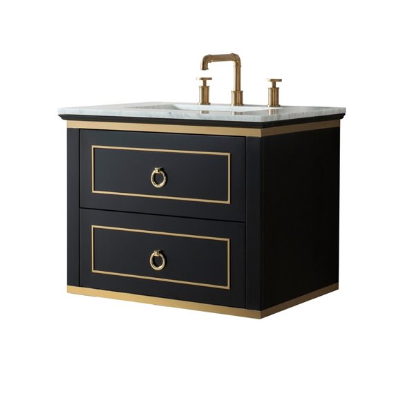 Virta 24 Inch Blackstar Wall Hung Single Sink Vanity