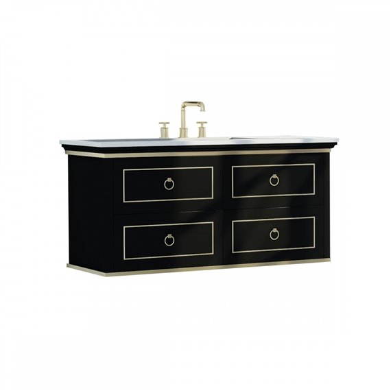 Virta 48 Inch Blackstar Wall Hung Single Sink Vanity