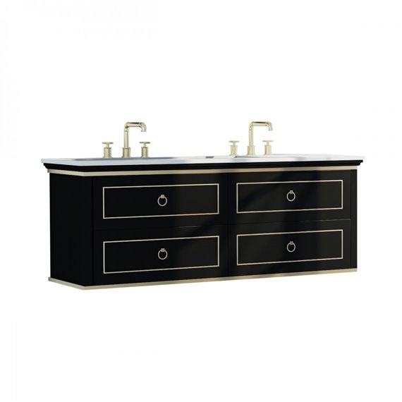 Virta 60 Inch Blackstar Wall Hung Double Sink Vanity