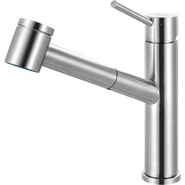 Franke FFPS34 STEEL PULL OUT SPRAY/STREAM FAUCET, TOP LEVER HANDLE