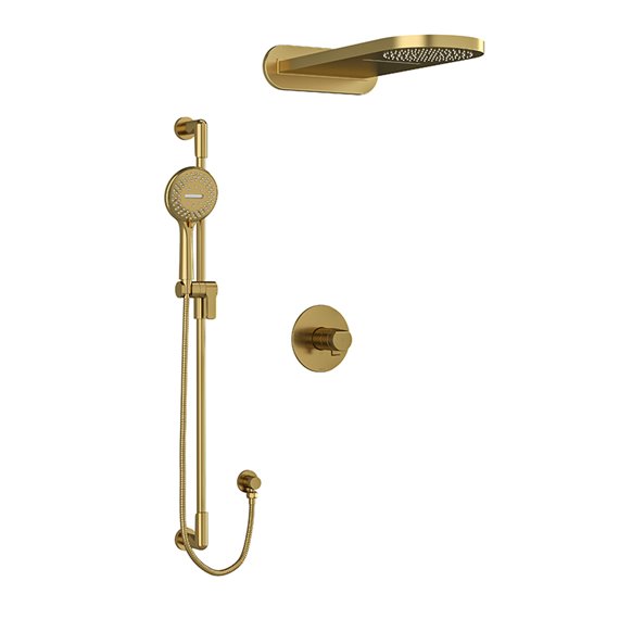 Riobel Parabola KIT2745PB Type T/P thermostatic/pressure balance ½" coaxial 3-way system with hand shower rail and rain and casc