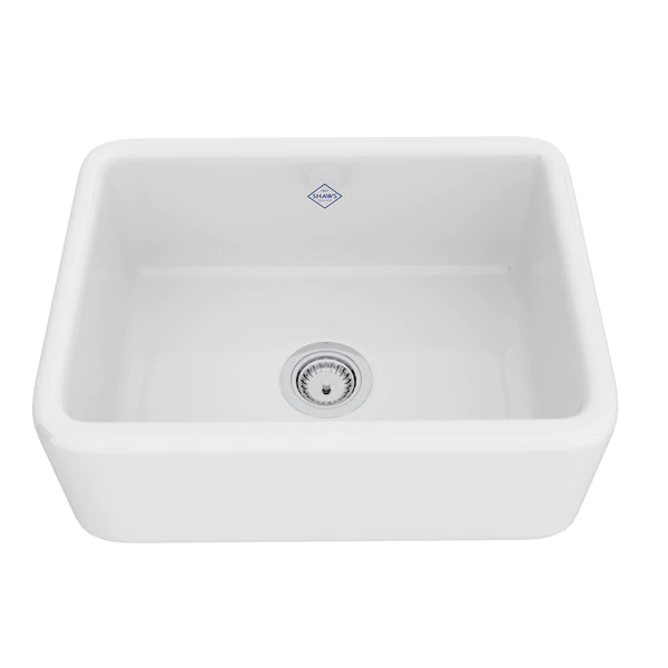 Shaws RC2418 24" Lancaster Single Bowl Farmhouse Apron Front Fireclay Kitchen Sink