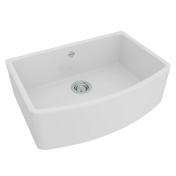 Shaws RC3021 30" Waterside Single Bowl Bowed Farmhouse Apron Front Fireclay Kitchen Sink