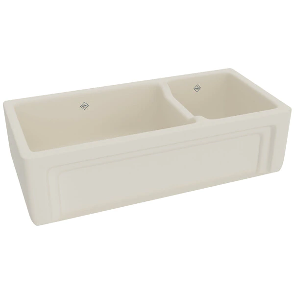 Shaws RC4018 40" Egerton Casement Edge Exterior Double Bowl Farmhouse Apron Front Fireclay Kitchen Sink