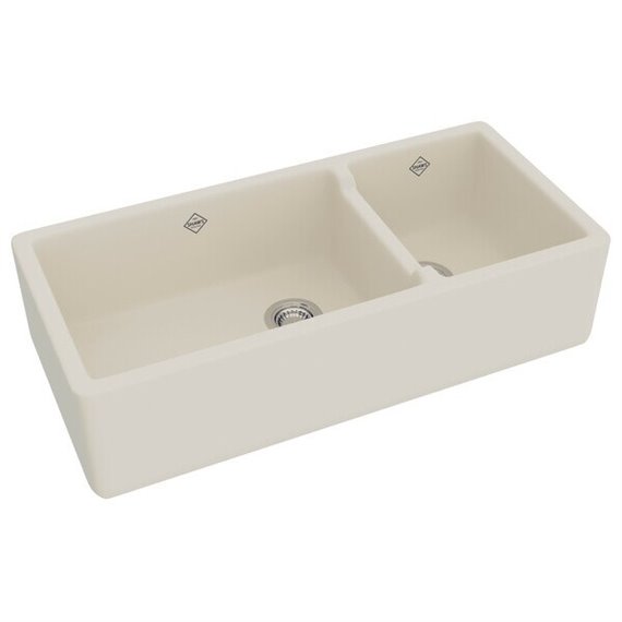 Shaws RC4019 40" Lancaster Double Bowl Farmhouse Apron Front Fireclay Kitchen Sink