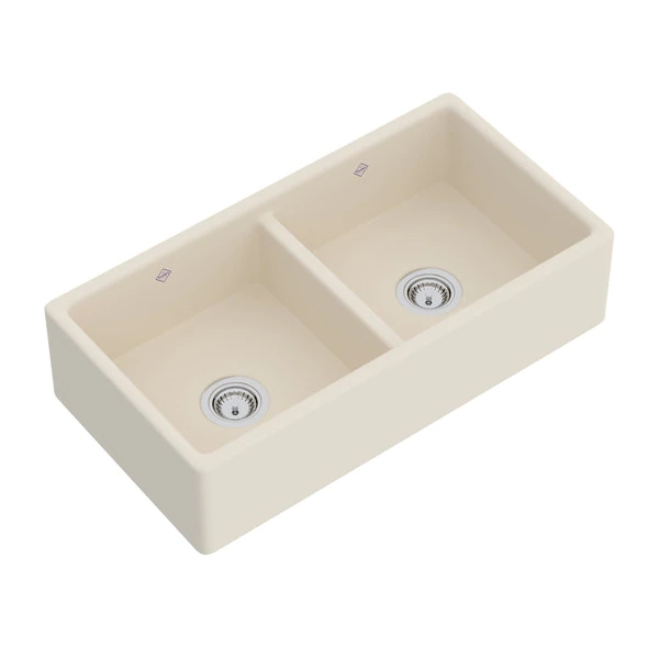 Shaws MS3518 35" Shaker Double Bowl Apron Front Fireclay Kitchen Sink